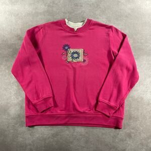 Vintage Women’s Flower Embroidered Granny Grandma Core Soft Pullover Sweater